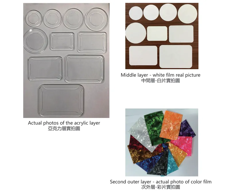 Materials used in the manufacture of acrylic chips
