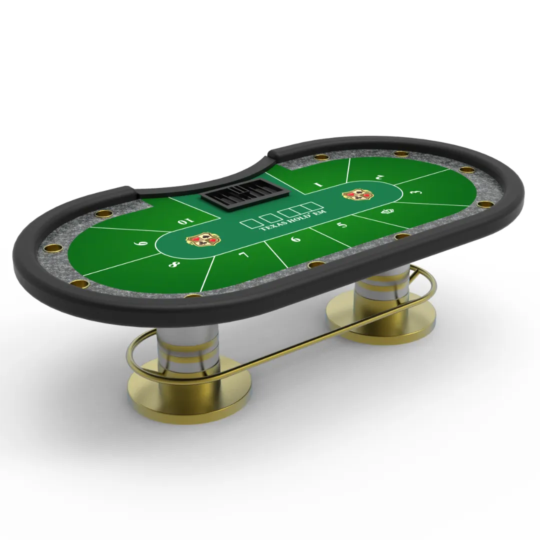 10 Player Professional Texas Holdem Poker Table With Oval Metal Bumper