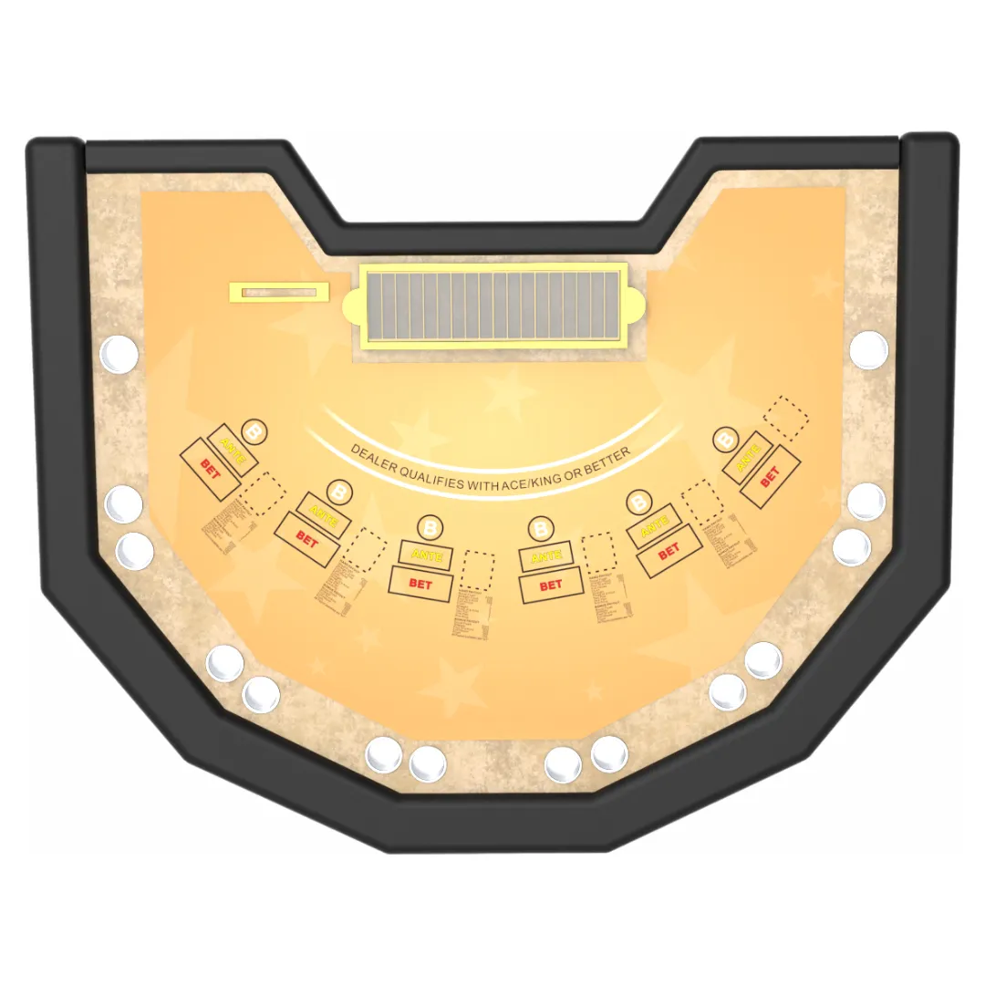 Hexagon Blackjack Poker Table With Racetrack & Metal Leg Rest