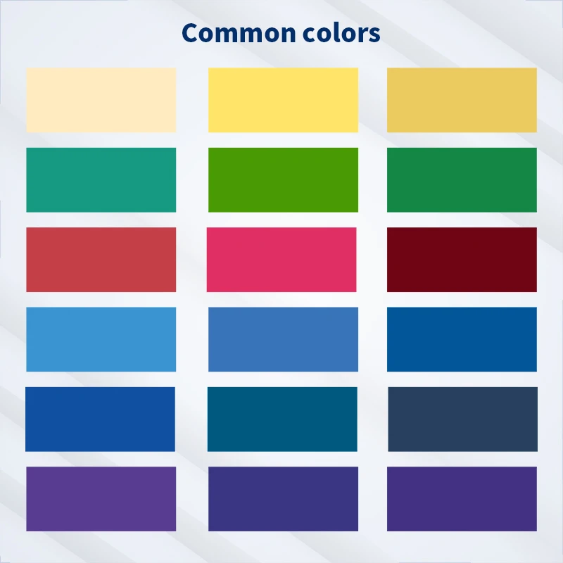 Common casino Niu Niu table cloth colors palette – green, blue, red, purple, yellow and classic felt options