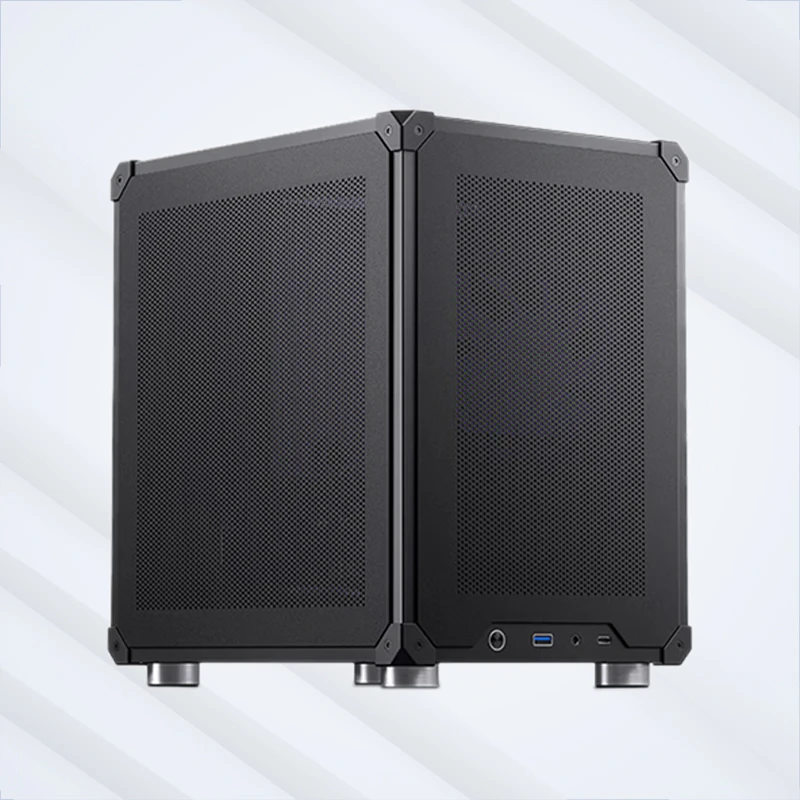 Compact industrial server chassis with ventilation grilles and USB ports for casino cage system hardware