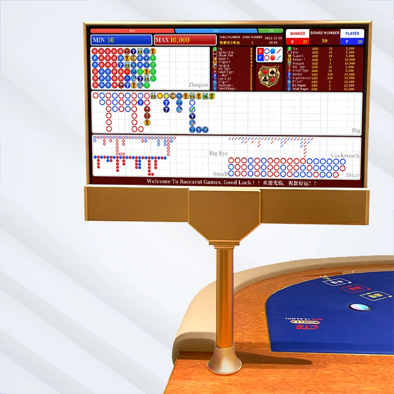 High-end gold casino baccarat dual display screen ultra-thin 32 inch big road cockroach big eye patterns welcome
