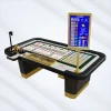 Hoogwaardige Sic Bo casinotafelset met houten afwerking, gouden onderstel en elektronisch scorebord, ideaal voor professionele speelzalen.