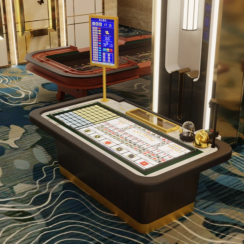 Table de Sic Bo professionnelle de casino avec disposition personnalisée dans un cadre VIP luxueux