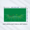 Professionele baccarattafel met groen speelkleed, precieze afmetingen van 2400x1200 mm tot 2800x1600 mm, inclusief aparte speel- en bankierzones.