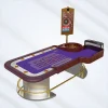 Professional casino roulette station – purple layout, high-limit betting zones, gold pedestal & deluxe wooden construction