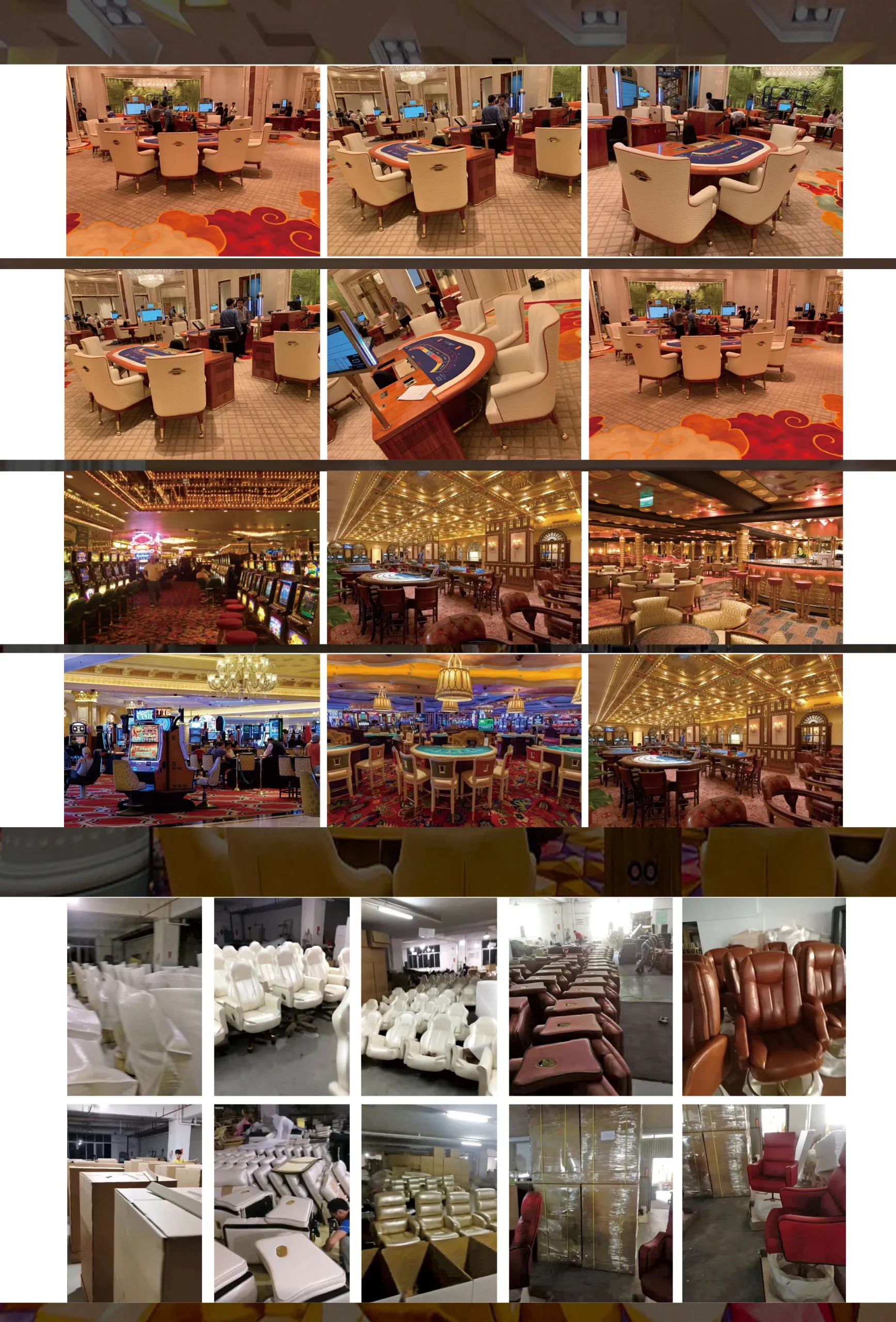 Casino chair factory inspection and quality assurance