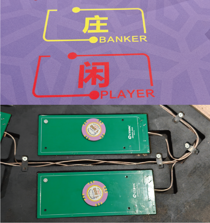 casino table with RFID sensor board
