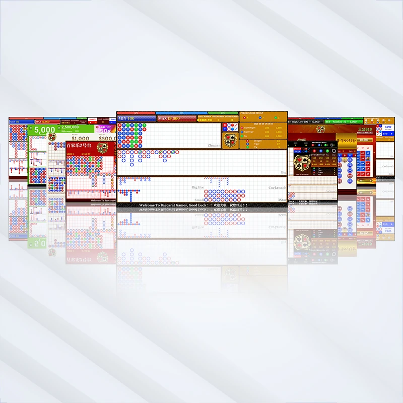 EC08-V1 Professional Dragon Tiger Electronic Roadmap Software multi-game real-time Big Road Zhupan Big Eye Cockroach patterns casino interface