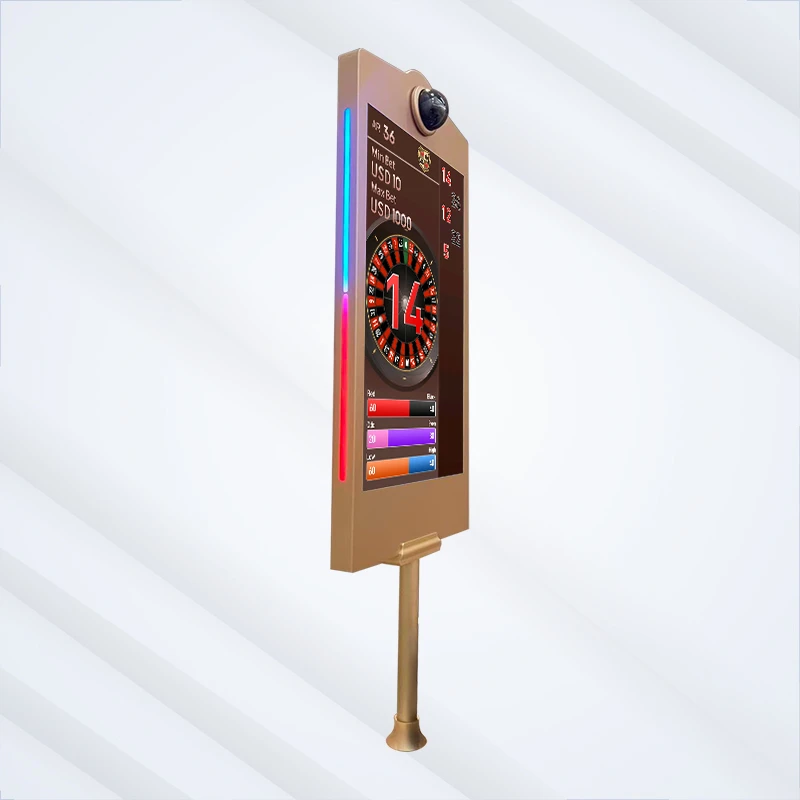 Roulette de casino 27 pouces avec affichage recto-verso des numéros gagnants (chauds et froids), caméra, bandes LED, support doré, mise à jour en temps réel