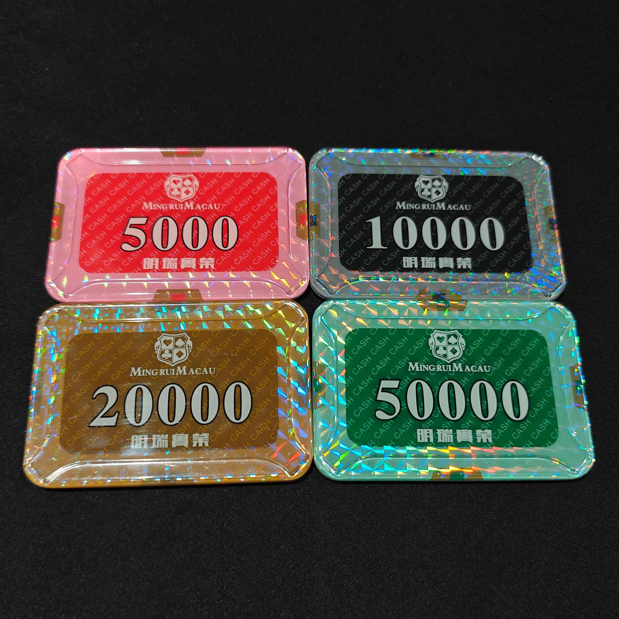 Fichas de casino acrílicas rectangulares personalizadas de Macaumr