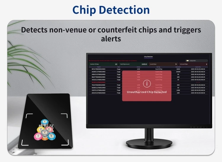 Panel de control de registros contables del sistema de gestión de chips RFID de la caja del casino