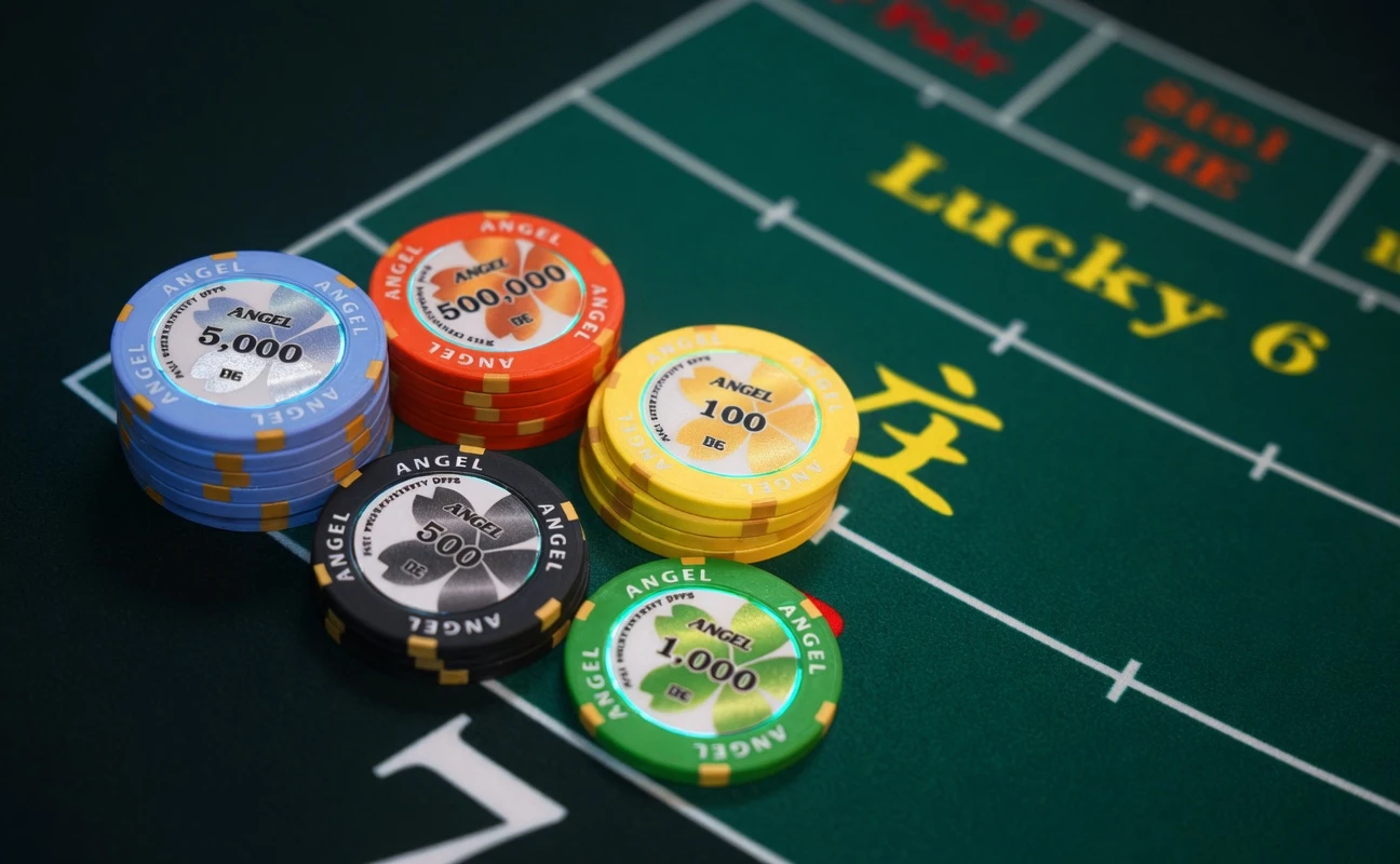 Premium RFID casino chips on baccarat gaming table felt demonstrating chip recognition technology