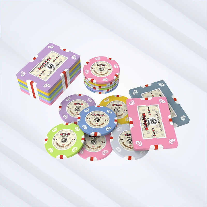 Mixed round and rectangular chips with 6-spot edge design in multiple colors