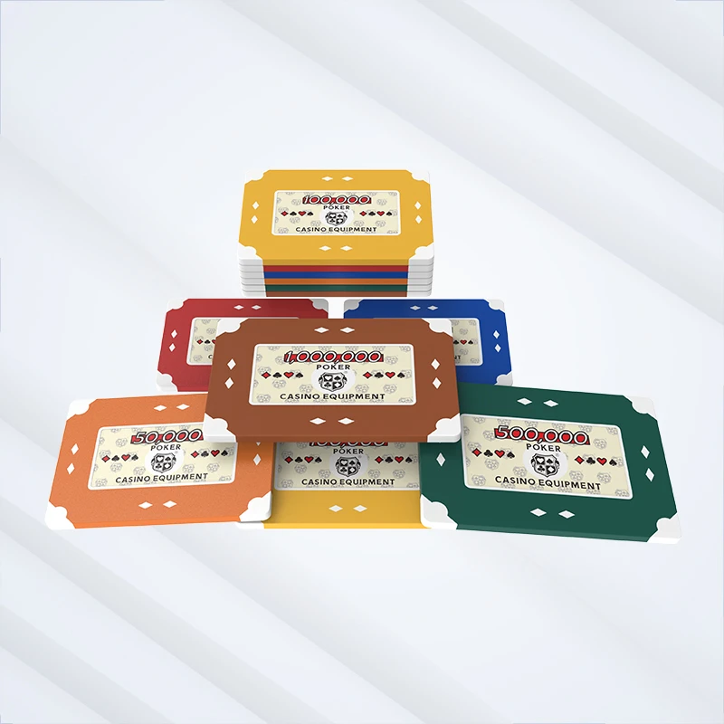 RFID Clay Composite Poker Chips High-denomination rectangular casino plaques in casino-standard colors.