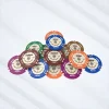 RFID Clay Composite Poker Chips Round ceramic chips with smooth red-white block edge design. RFID Clay Composite Poker Chips Round ceramic chips with smooth red-white block edge design.