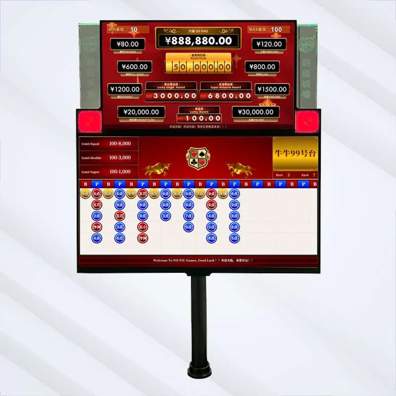 DY-CJ09 dual-screen casino jackpot display, front view with black stand