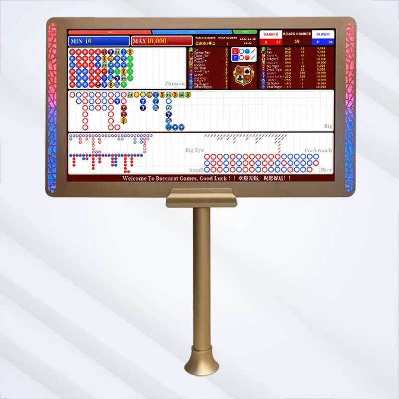 DY-LED07 double-sided LED baccarat display, front view in gold