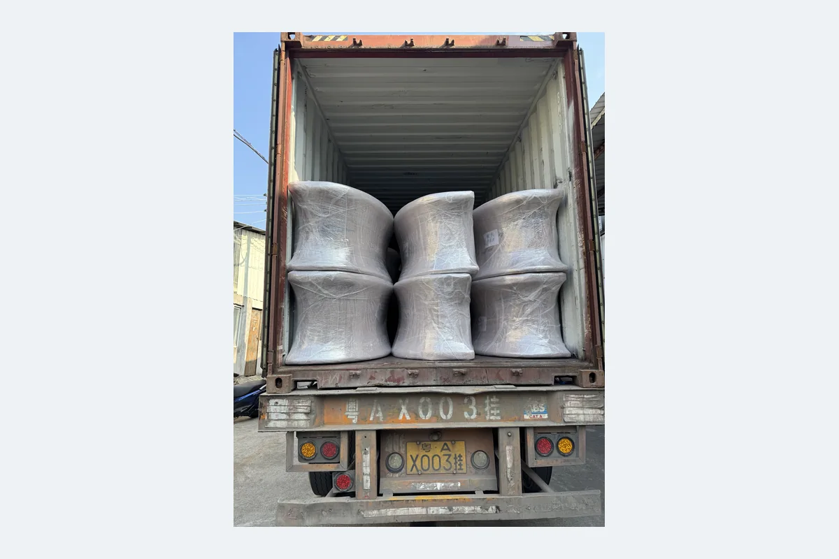 Casino seating packed and loaded into an export shipping container